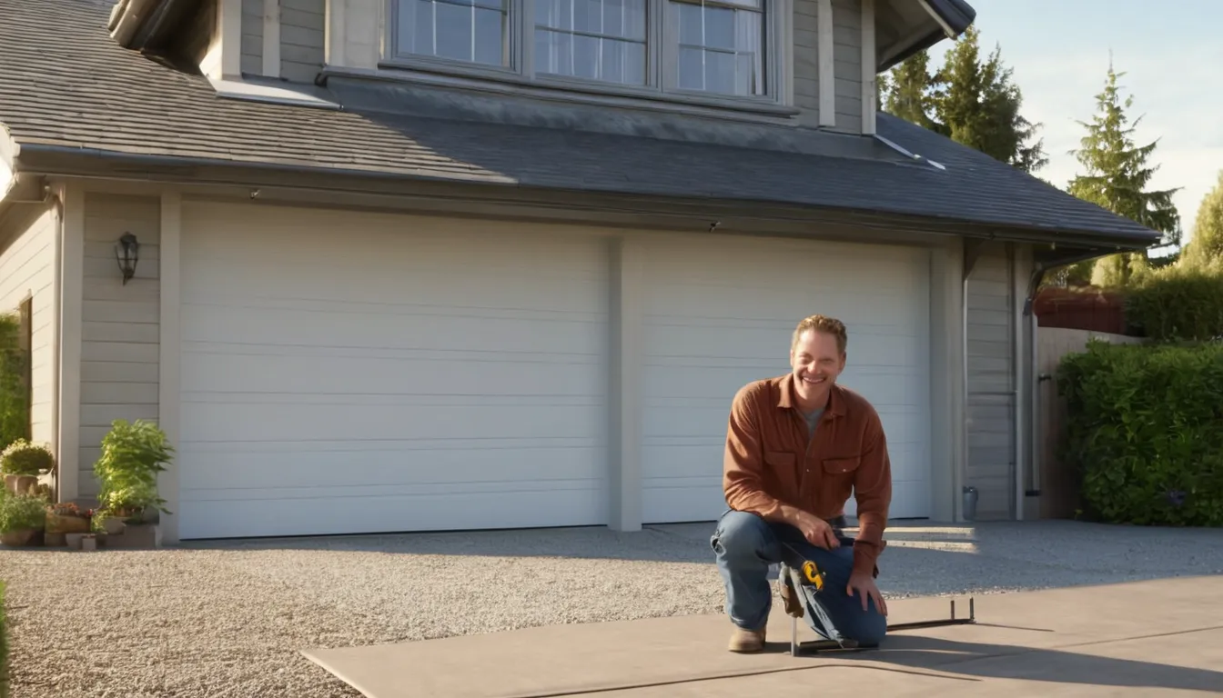 A local garage door provider checking the springs and track of a residential garage door in Twin Lakes